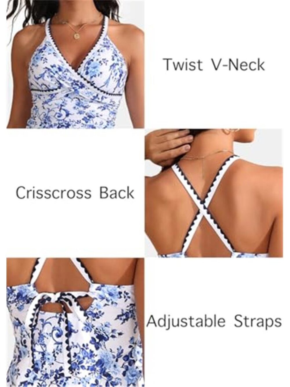 Womens Tankini Swimsuit Tummy Control Swim Dress Two Piece Bathing Suit - Picture 6 of 6